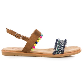 Kylie Velúr szandál pomponokkal barna Kylie Velúr szandál pomponokkal barna