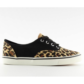 Fűzős tornacipő K-75 Barna / leop fekete