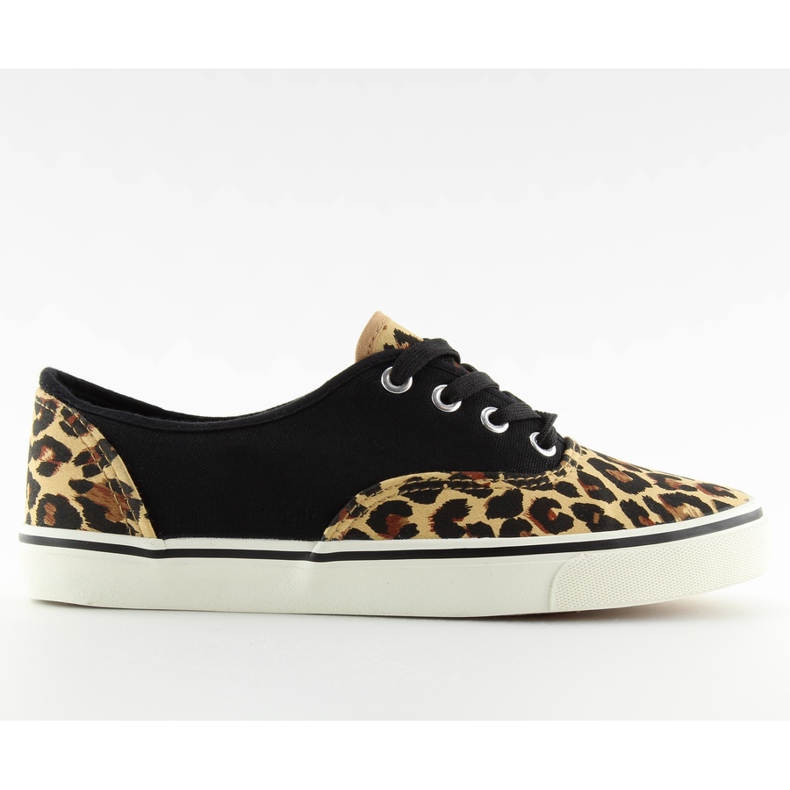 Fűzős tornacipő K-75 Barna / leop fekete