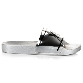 Ideal Shoes Ezüst papucs igen vagy nem szürke Ideal Shoes Ezüst papucs igen vagy nem szürke