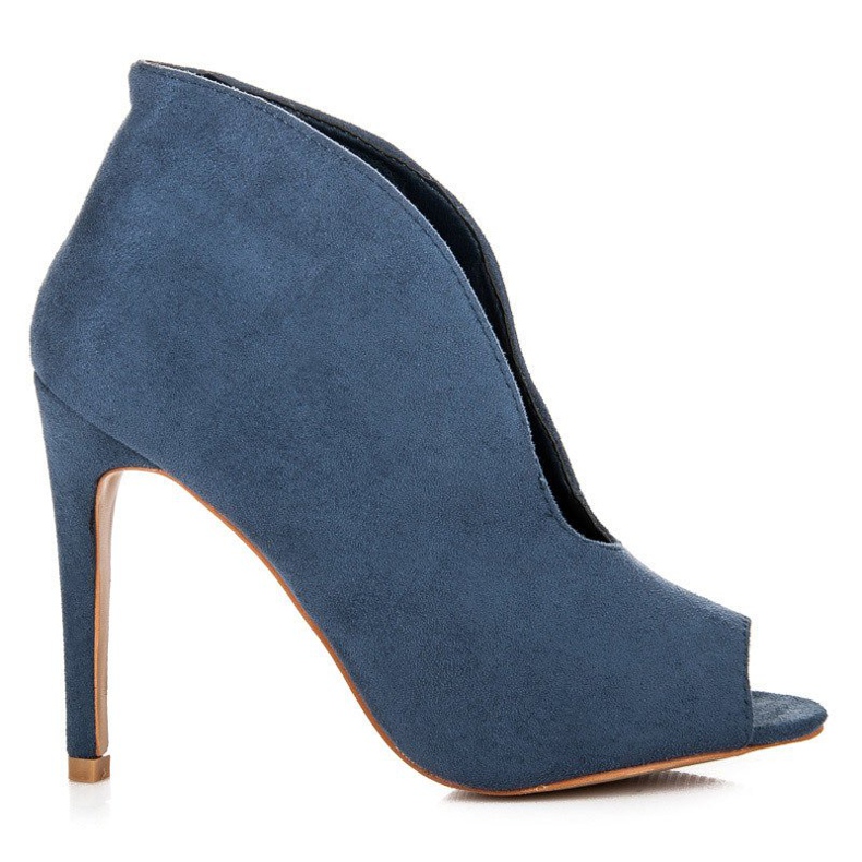 Bestelle Nyitott orrú velúr bokacsizma kék