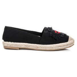 Bestelle Fekete espadrillák foltokkal Bestelle Fekete espadrillák foltokkal