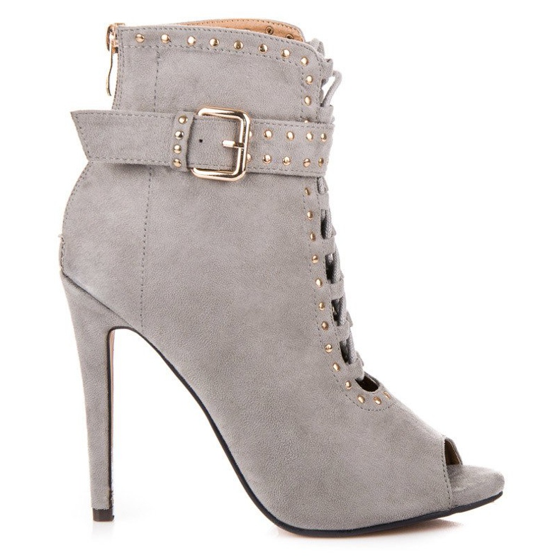 Seastar Nyitott orrú velúr bokacsizma szürke