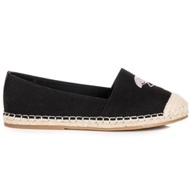 Bestelle Fekete espadrillák flamingóval Bestelle Fekete espadrillák flamingóval
