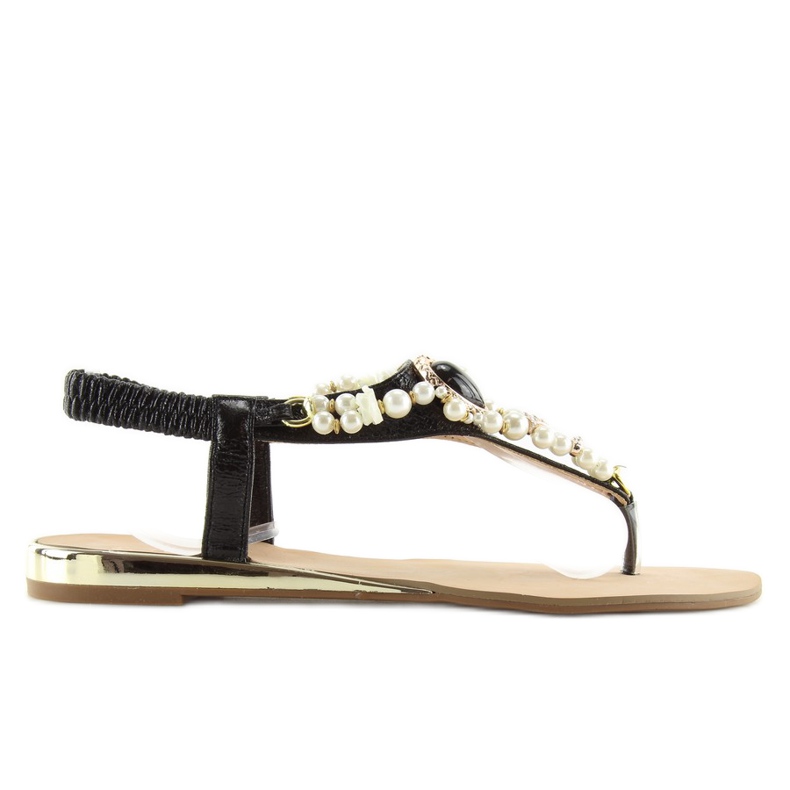 Fekete gyöngyös szandál D580 fekete