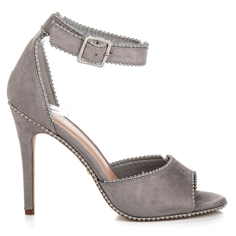 Seastar Velúr szandál magas sarkon szürke