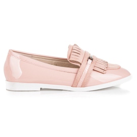 Ideal Shoes Púderlakkozott mokaszinok rózsaszín