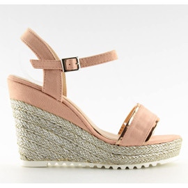 Szandálok, espadrillák rózsaszín ékeken 6823 Pink