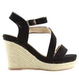 Fekete espadrillák ékeken, fekete 333-8 Fekete Fekete espadrillák ékeken, fekete 333-8 Fekete