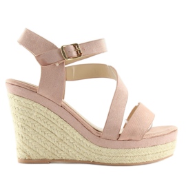Espadrillák ékeken rózsaszín 333-8 Pink Espadrillák ékeken rózsaszín 333-8 Pink