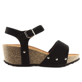Fekete szandál fekete parafa talpon