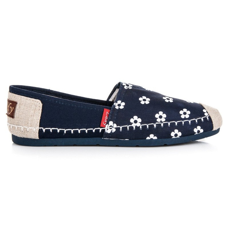 L. Day Navy Espadrilles Virágokban kék