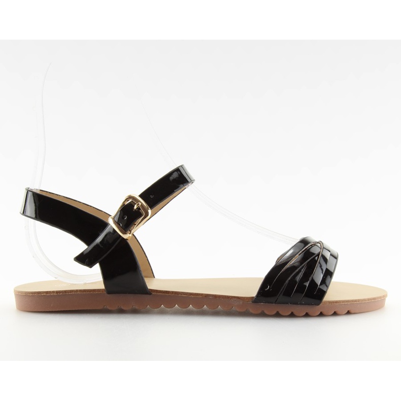 Szandál fényes fekete csíkokkal