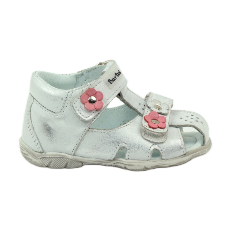 Bartuś szandál tépőzáras ezüst virágokkal