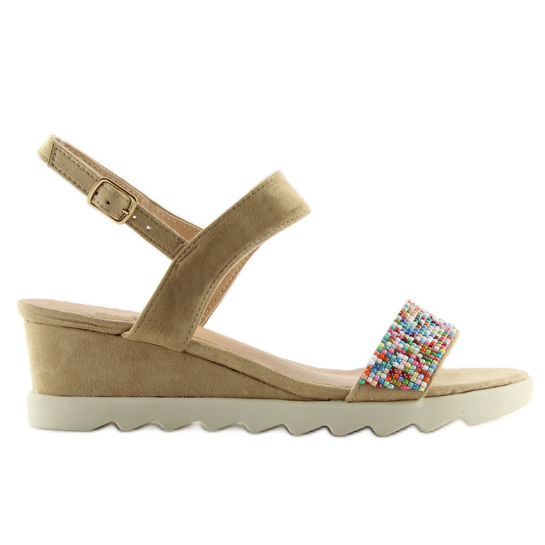 Bézs taupe szandál alacsony éksarkú