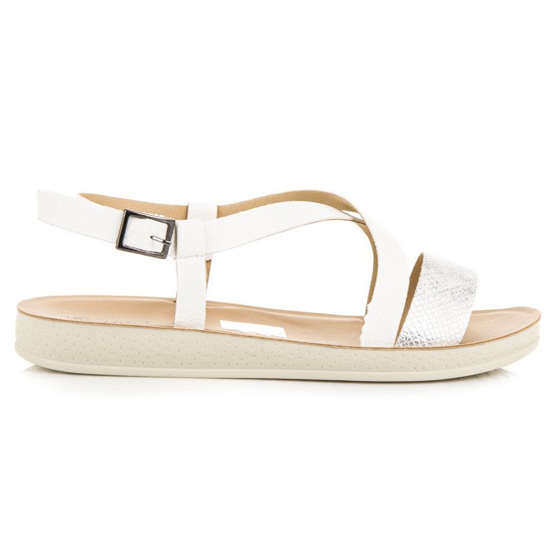 Lapos szandál vinceza csattal fehér