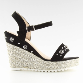 Fekete espadrillák ékeken, fekete TS-2730 Fekete