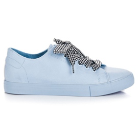 Ideal Shoes Kék tornacipő rojtokkal