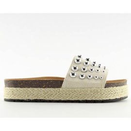 Papucs espadrill bézs S03 szegecsekkel