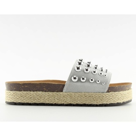 Papucs espadrill szürke szegecsekkel S03 szürke