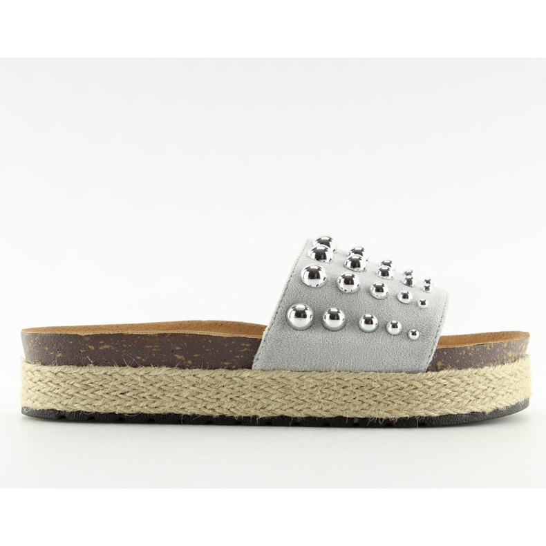 Papucs espadrill szürke szegecsekkel S03 szürke