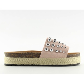 Papucs espadrill rózsaszín szegecsekkel S03 rózsaszín
