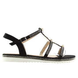 Fekete RC-33 Fekete gyöngyös szandál