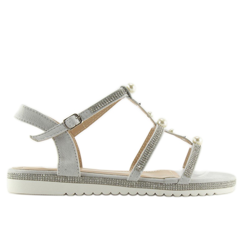 Szürke szandál gyöngyökkel RC-33 Szürke Szürke szandál gyöngyökkel RC-33 Szürke