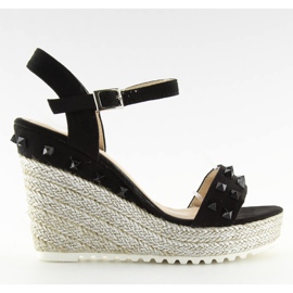 Fekete espadrillák ékeken, fekete TS-16 Fekete Fekete espadrillák ékeken, fekete TS-16 Fekete