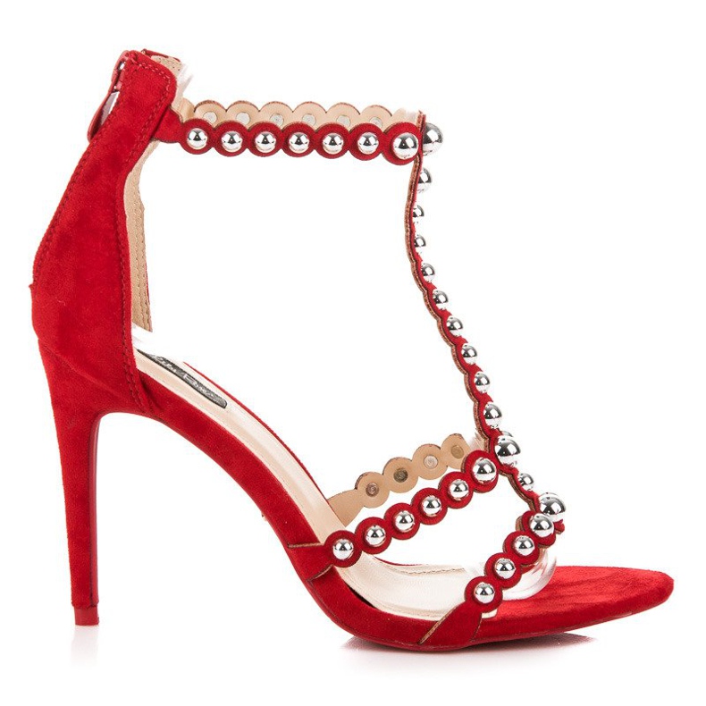 Piros velúr szandál