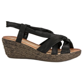 Felcsúsztatható ékszandál fekete