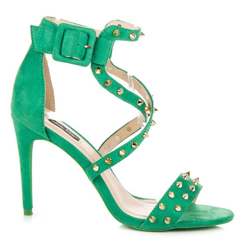 Zöld szandál magas sarkon