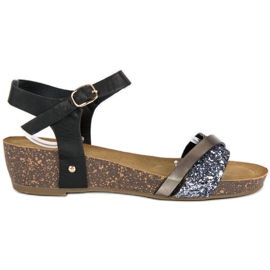 Kényelmes ékszandál fekete