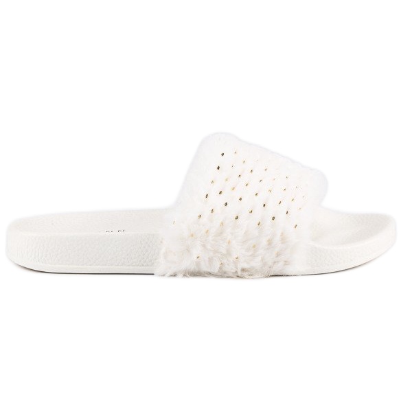 Erynn Fehér papucs bundával Erynn Fehér papucs bundával