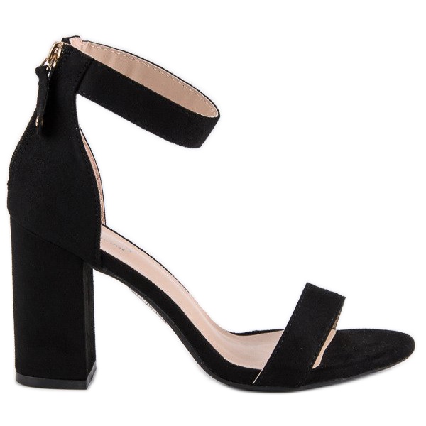 Velúr cipzáras szandál fekete