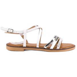 Bello Star Lapos szandál csattal szürke fehér