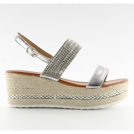 Ezüst GG-5 espadrill szandál ékeken szürke Ezüst GG-5 espadrill szandál ékeken szürke