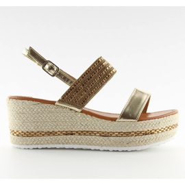 Arany espadrilles szandál ékeken GG-52P Gold aranysárga