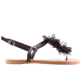 Fekete virágos szandál CK36P fekete Fekete virágos szandál CK36P fekete