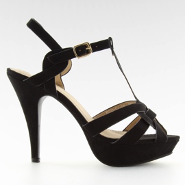 Fekete Fekete Magas sarkú szandál B99018Y-SP fekete