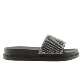 Fekete papucs cirkóniával 966 Fekete