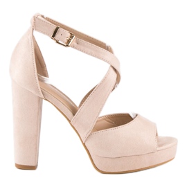 Szandál magas oszlopon barna sokszínű