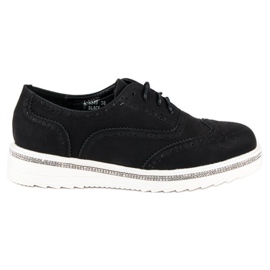 Ideal Shoes Fekete fűzős cipő