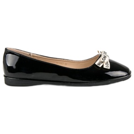 Ideal Shoes Fekete lakkozott balerinák Ideal Shoes Fekete lakkozott balerinák