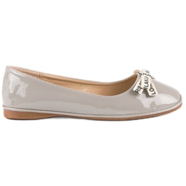 Ideal Shoes Szürke lakkozott balerinák