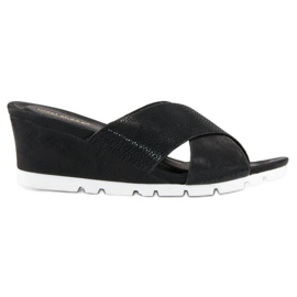 Ideal Shoes Fekete ékpapucs Ideal Shoes Fekete ékpapucs