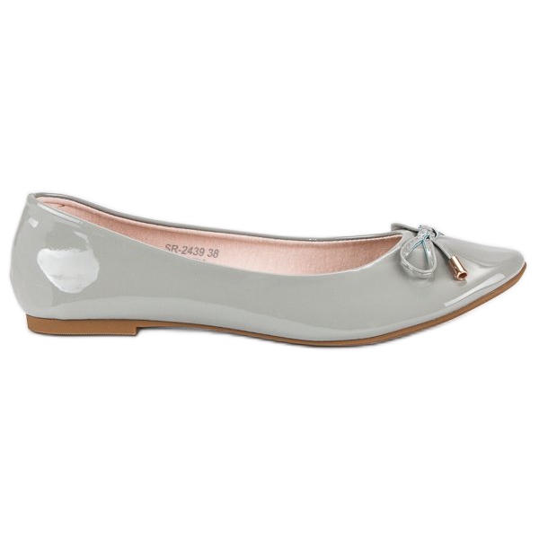 Ideal Shoes Lakkozott szürke balerinák