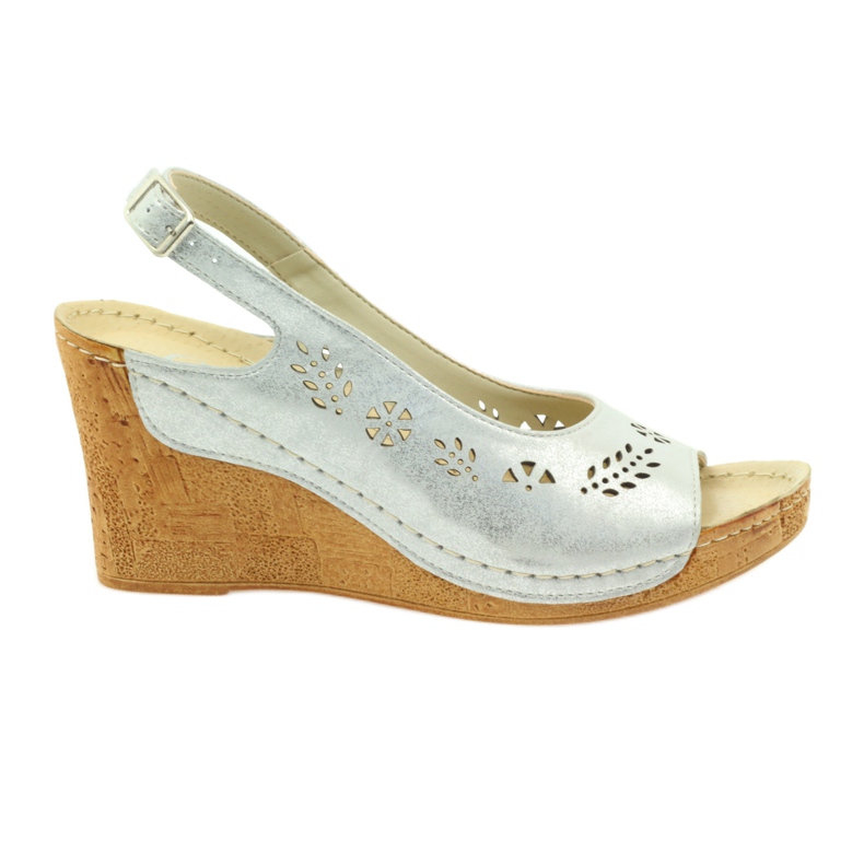 Gregors Női fém bőr szandál ezüst ékekhez 709