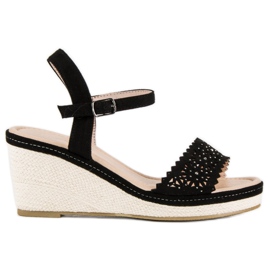 Ideal Shoes Fekete espadrillák ékeken