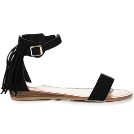 Abloom Velúr szandál rojtokkal fekete